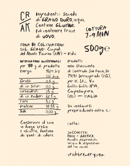 Etichetta Pasta Dispensa Agricola Crak